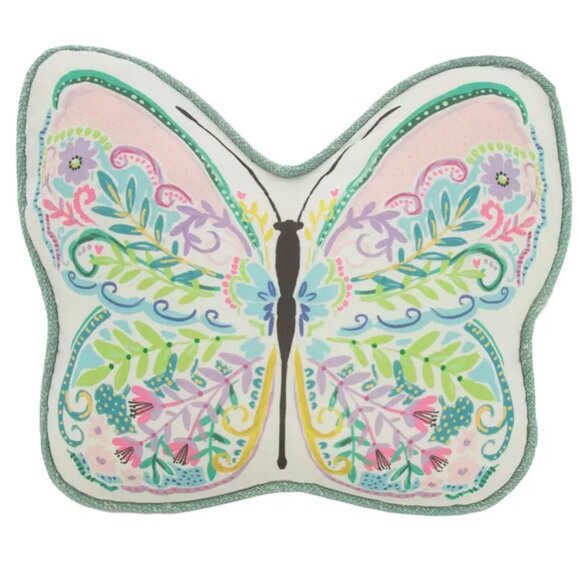 Floral Butterfly Shaped Throw Pillow Pastel - Picture 2 of 3